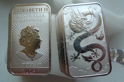 Australia Dragon 1oz silver bullion coin bar
