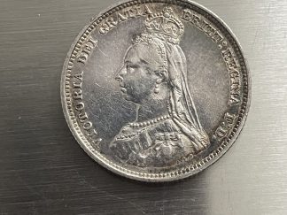1887 silver shilling Jubilee head fine coin